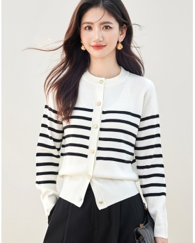 Mixed colors sweater simple cardigan for women