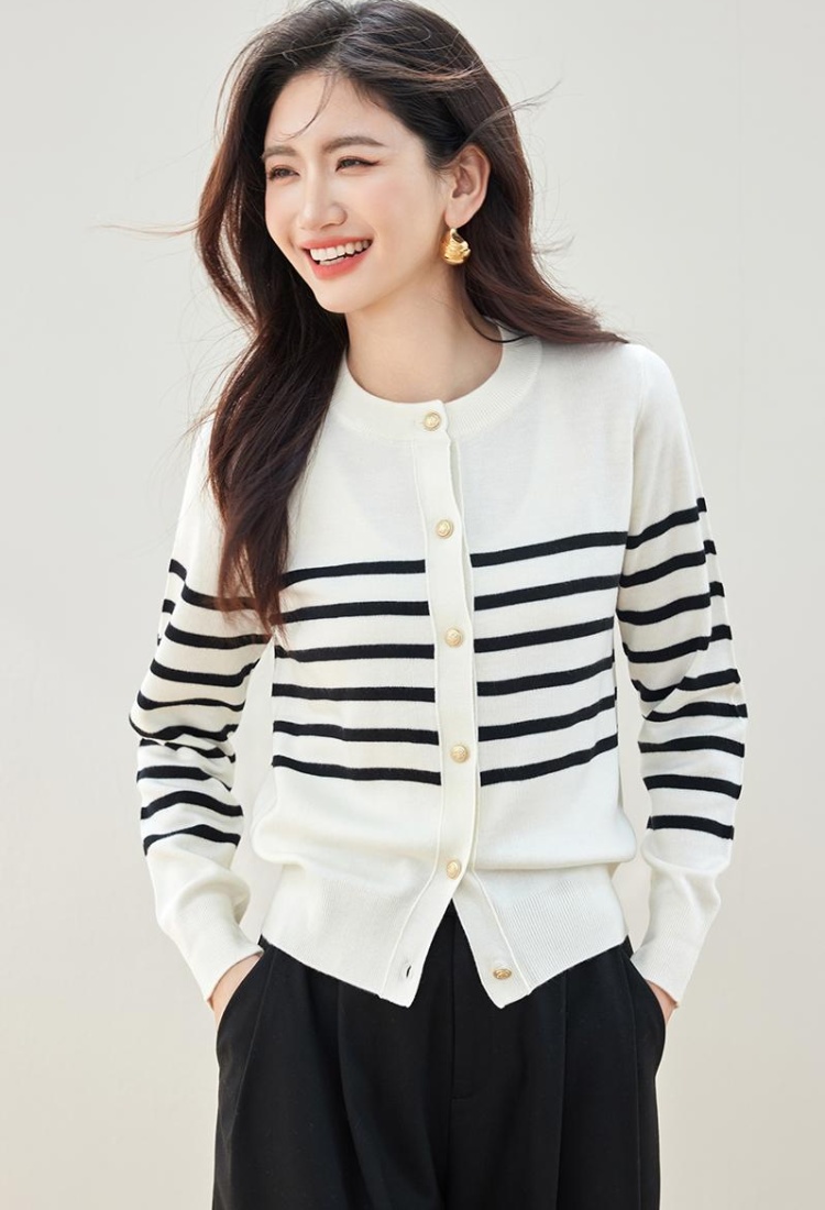 Mixed colors sweater simple cardigan for women