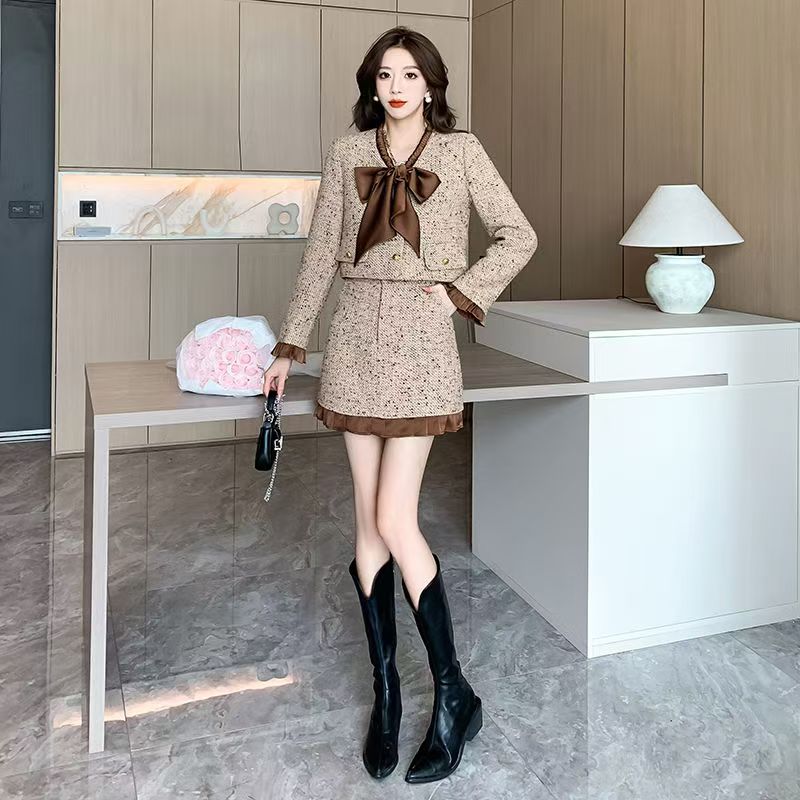 Chanelstyle skirt fashion jacket 2pcs set for women