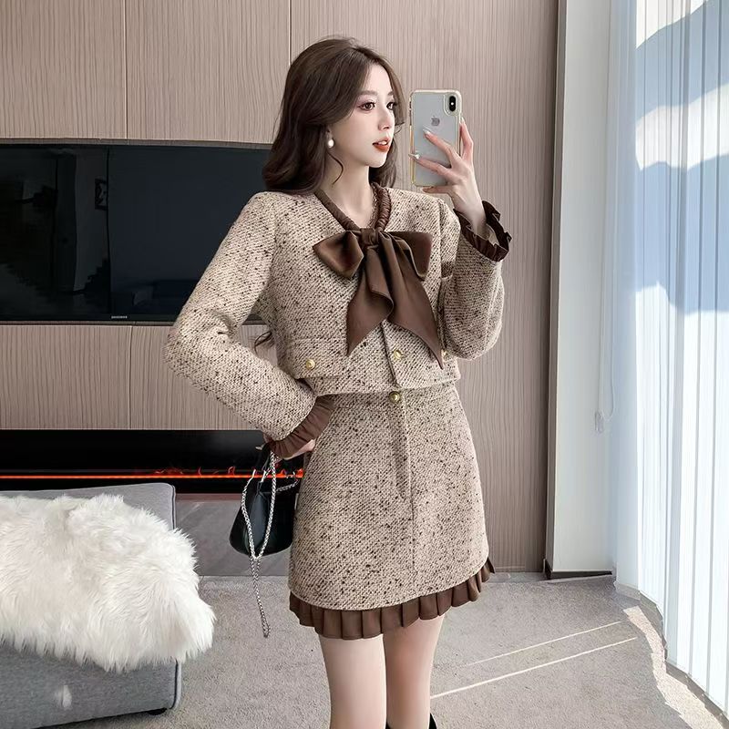 Chanelstyle skirt fashion jacket 2pcs set for women