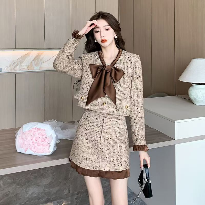 Chanelstyle skirt fashion jacket 2pcs set for women