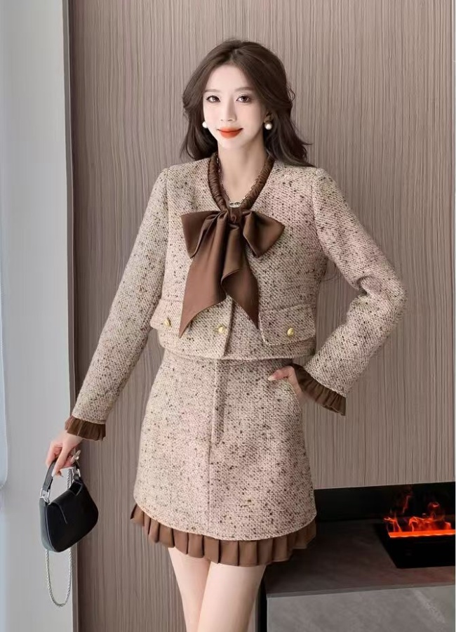 Chanelstyle skirt fashion jacket 2pcs set for women