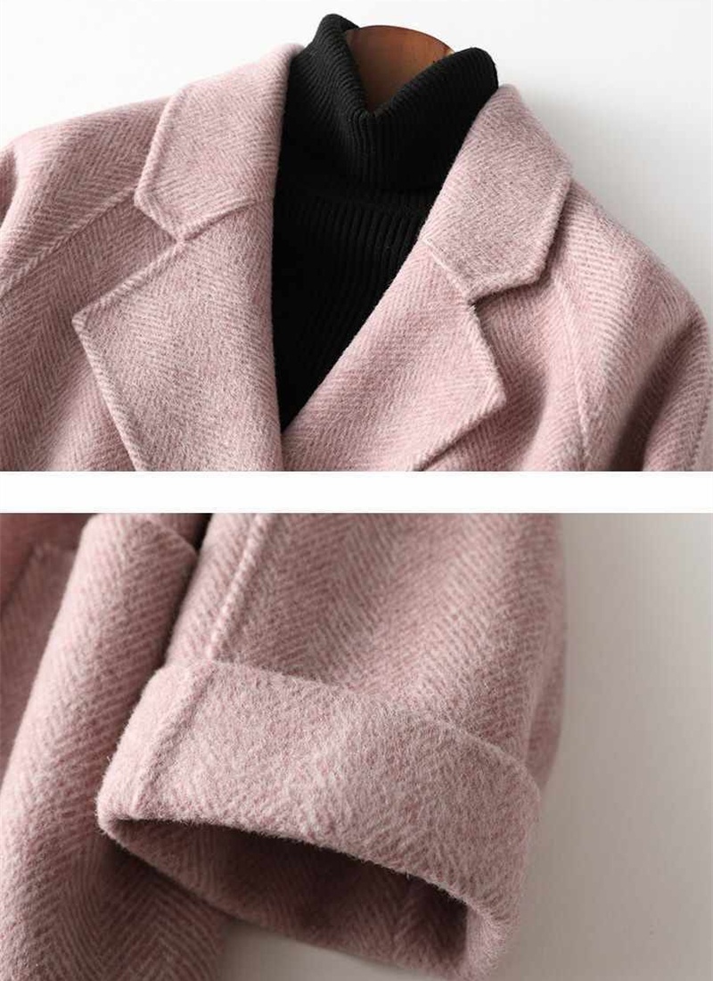 Slim all-match loose lined woolen fashion long coat