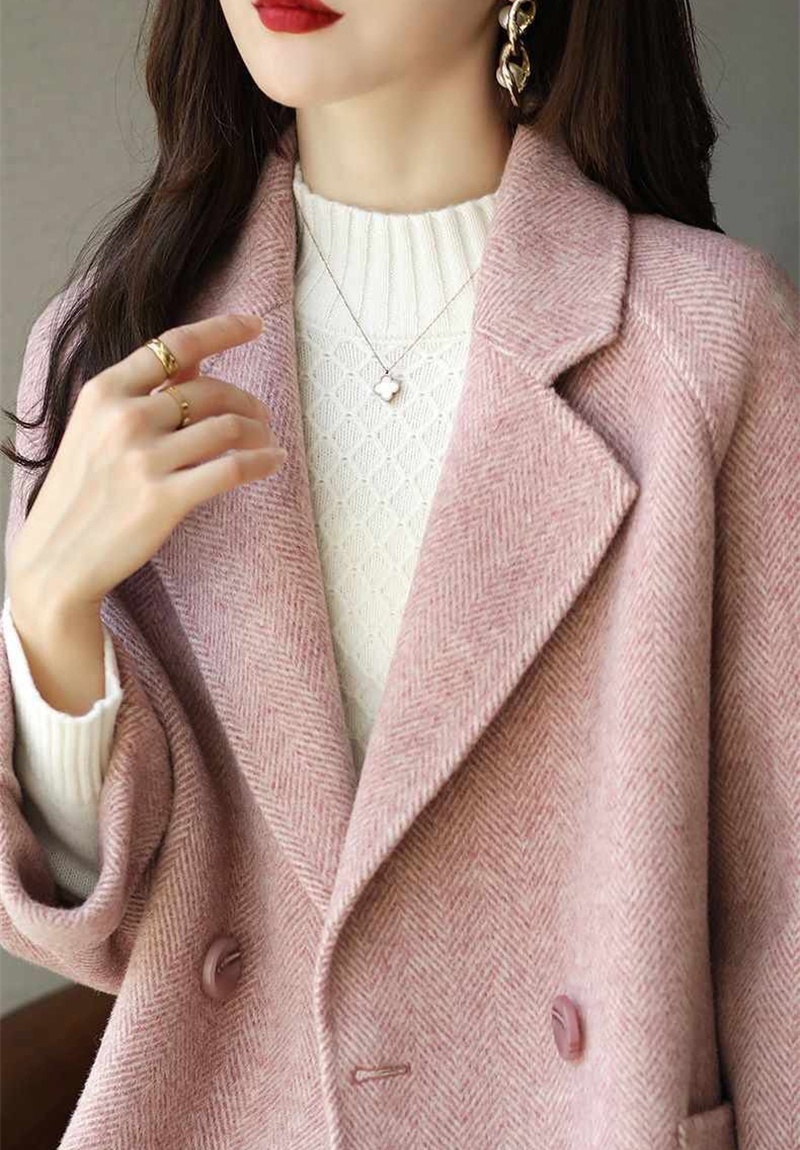 Slim all-match loose lined woolen fashion long coat