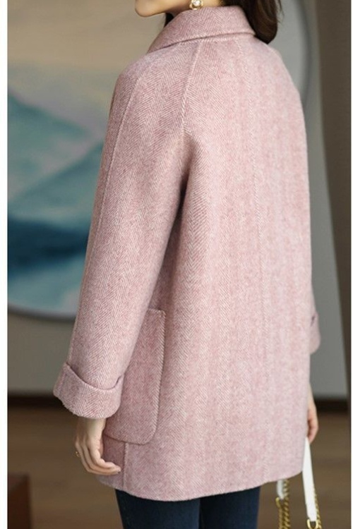 Slim all-match loose lined woolen fashion long coat