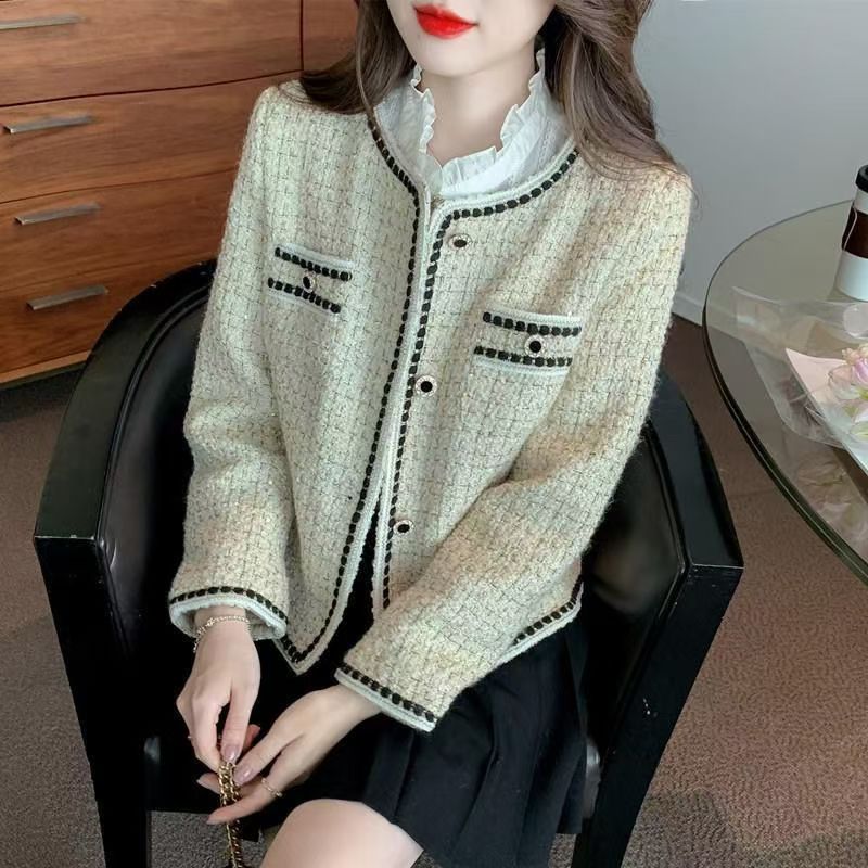 Coarse flower cardigan autumn coat for women