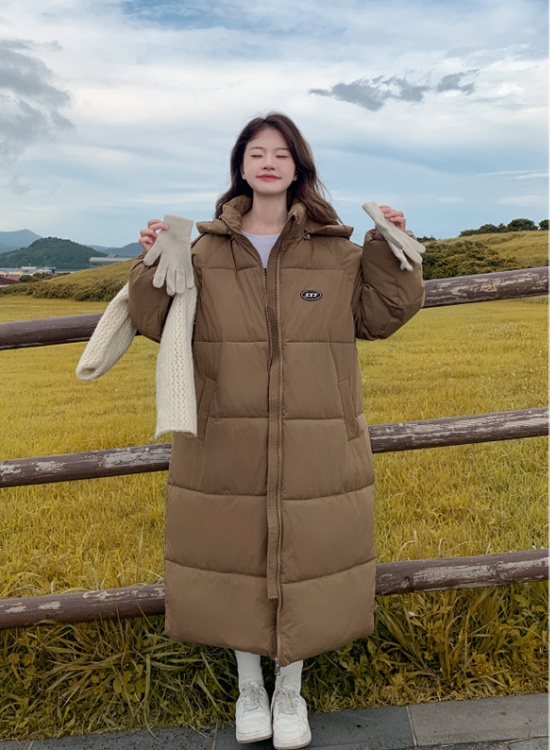 Winter hooded Korean style long Casual cotton coat