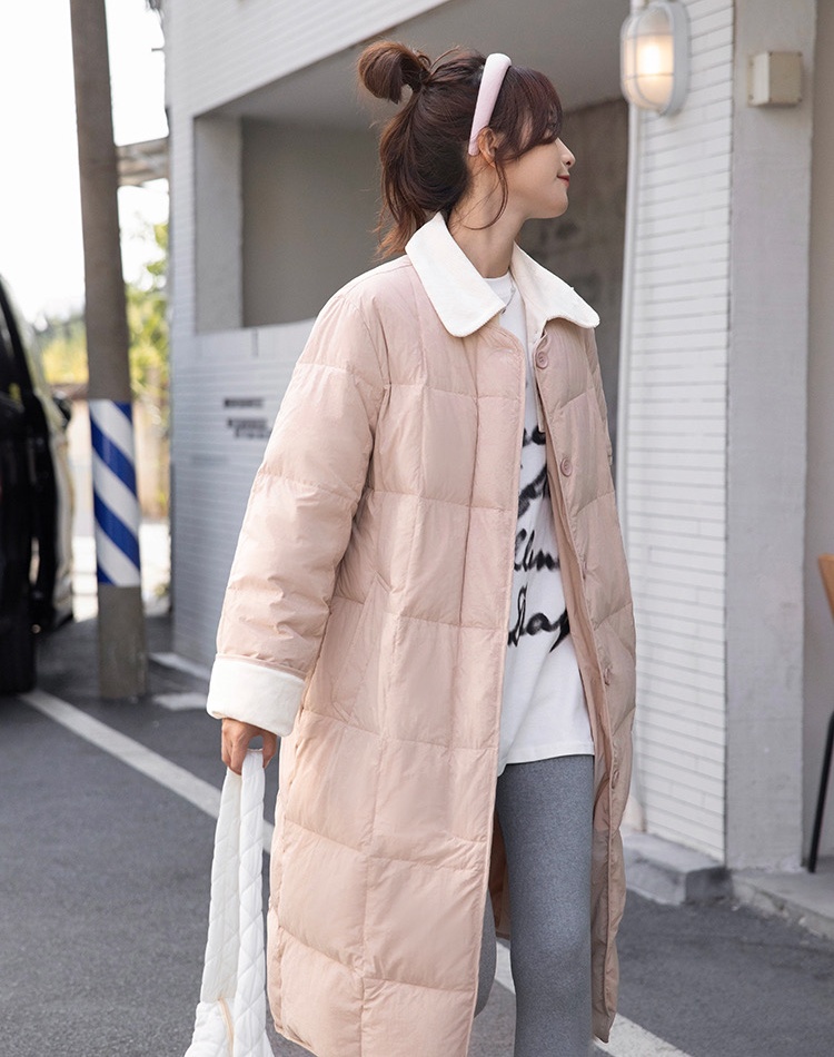 Lapel Korean style down coat thick coat for women