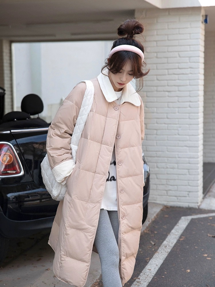 Lapel Korean style down coat thick coat for women