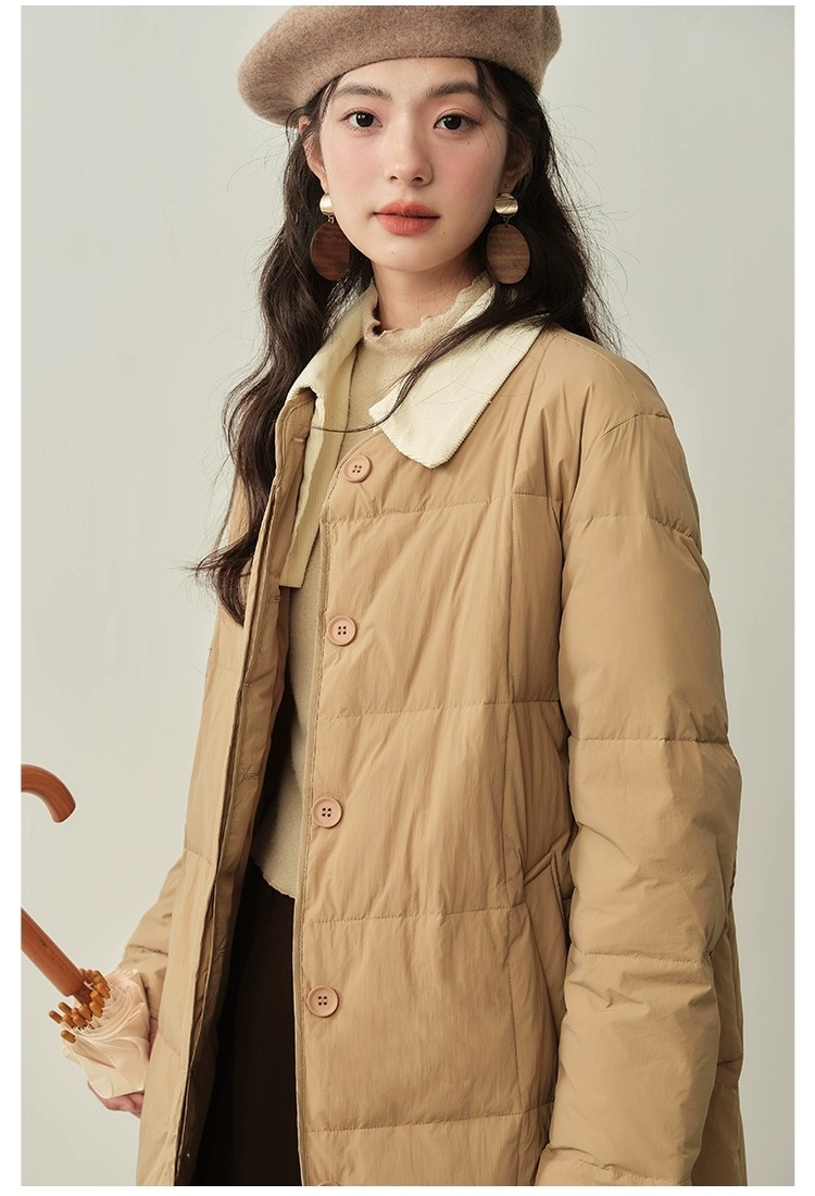 Lapel Korean style down coat thick coat for women