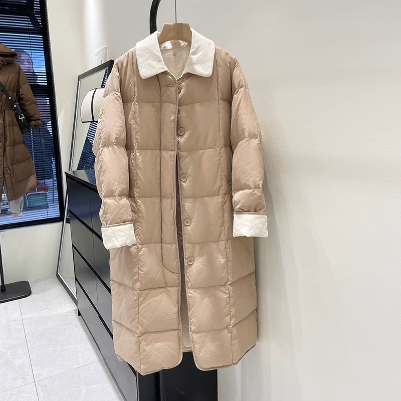 Lapel Korean style down coat thick coat for women