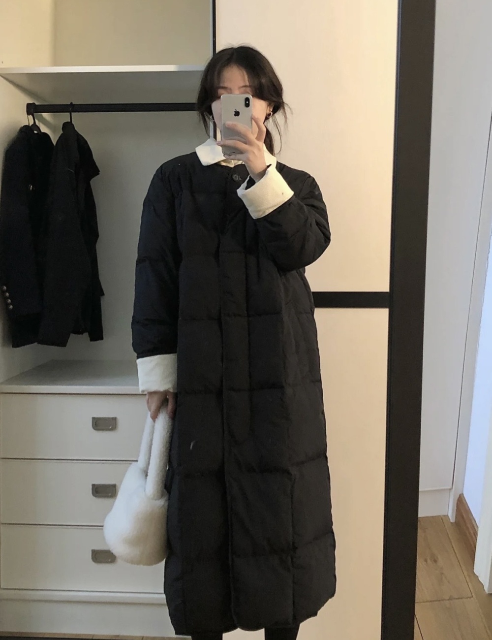 Lapel Korean style down coat thick coat for women