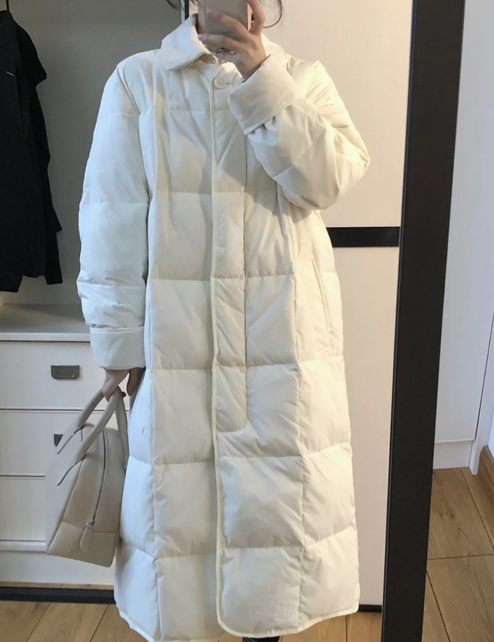 Lapel Korean style down coat thick coat for women