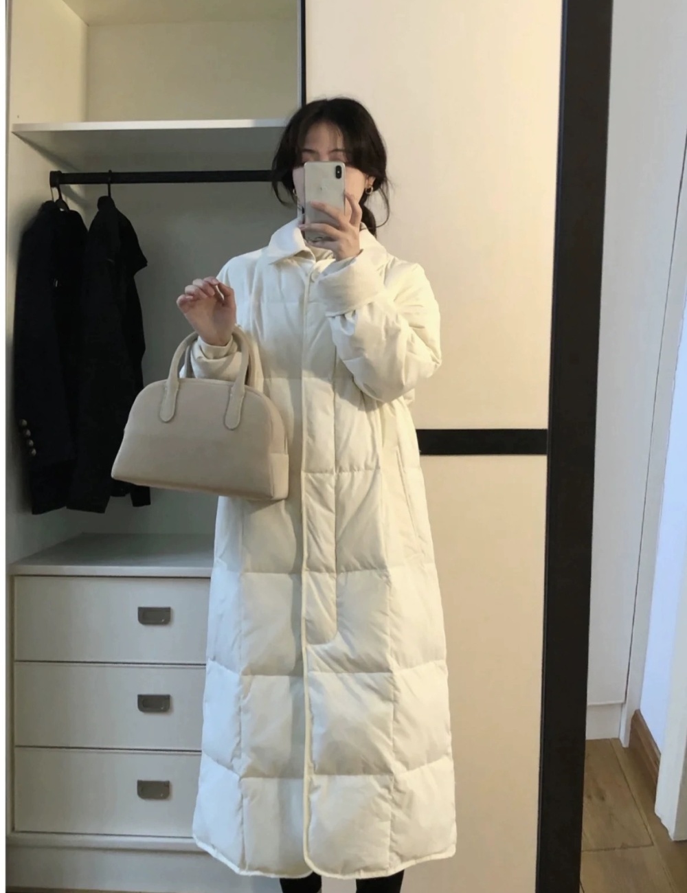 Lapel Korean style down coat thick coat for women