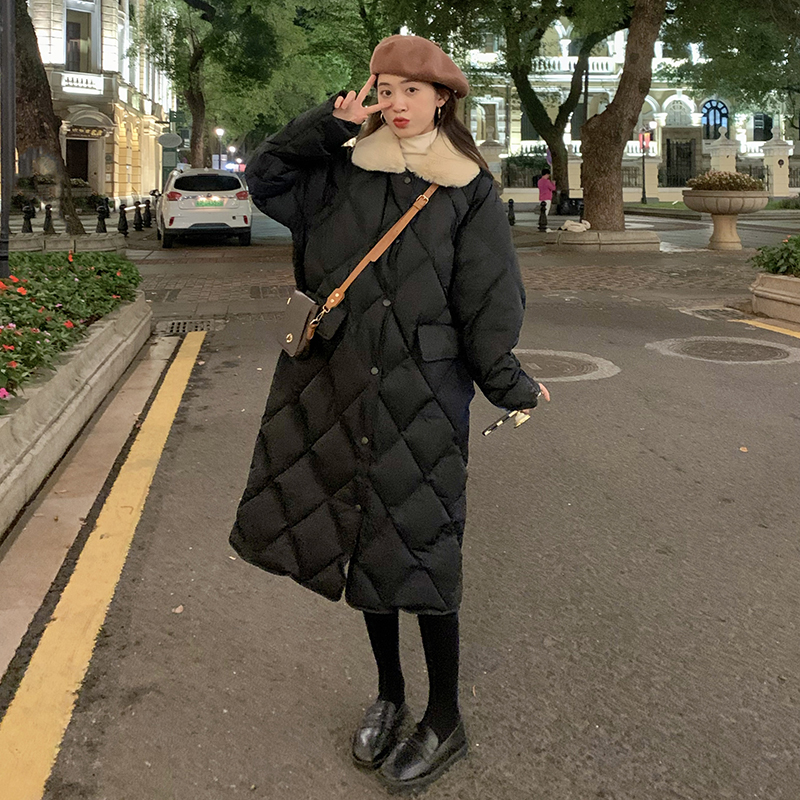 Long quilted coat Korean style cotton coat for women