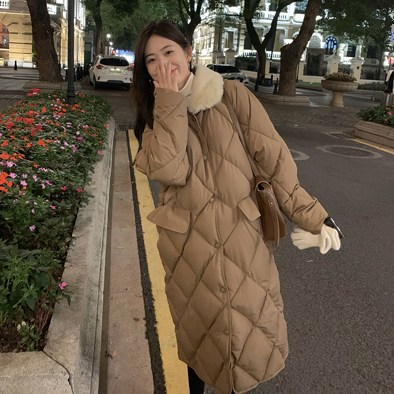 Long quilted coat Korean style cotton coat for women