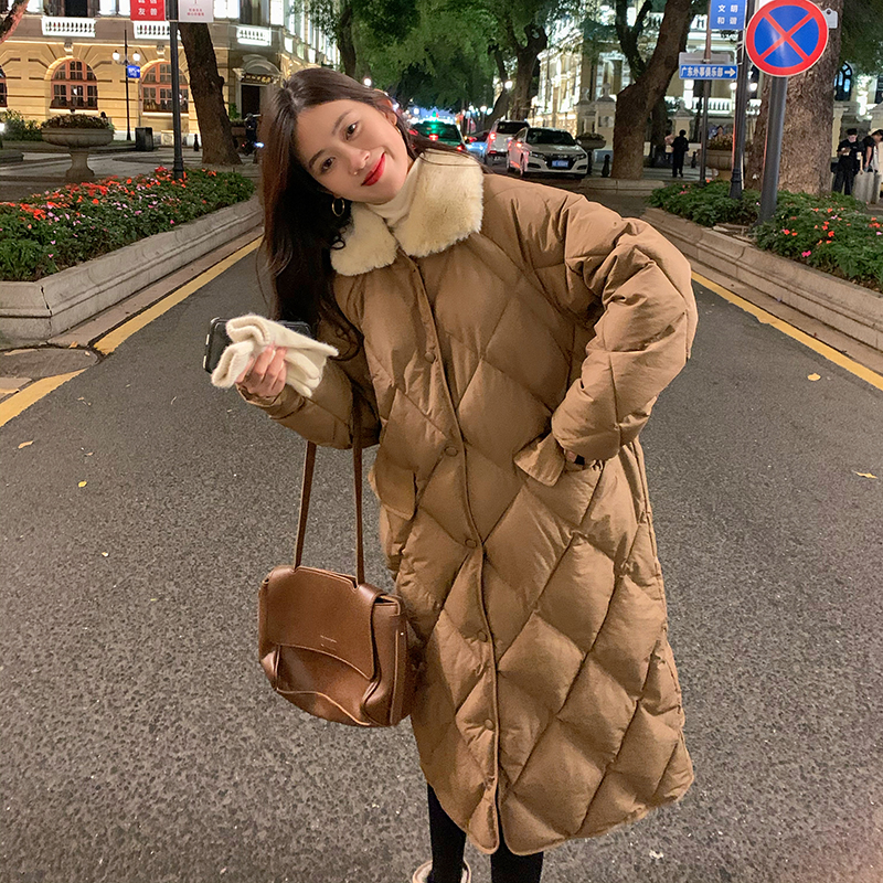 Long quilted coat Korean style cotton coat for women