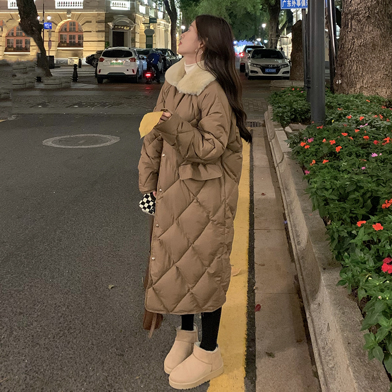 Long quilted coat Korean style cotton coat for women