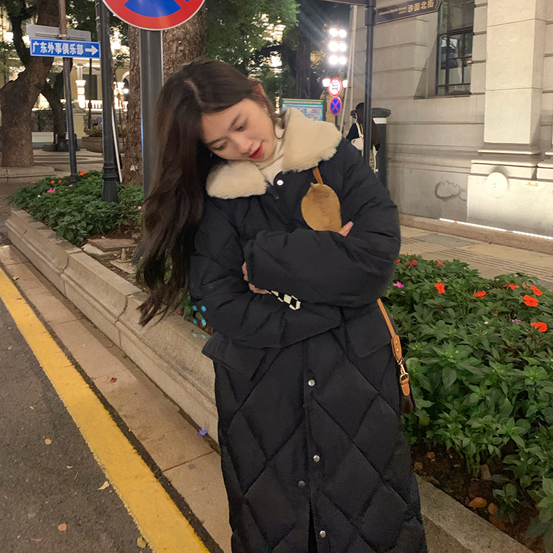 Long quilted coat Korean style cotton coat for women