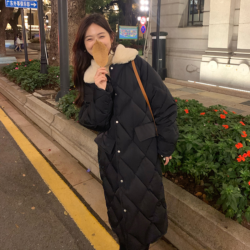 Long quilted coat Korean style cotton coat for women