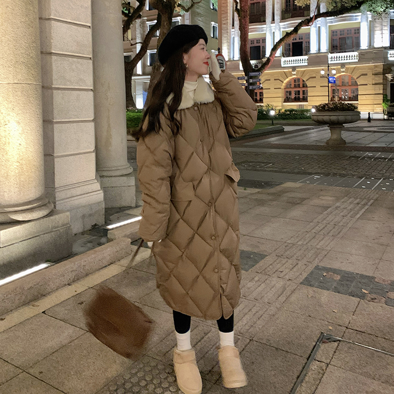 Long quilted coat Korean style cotton coat for women