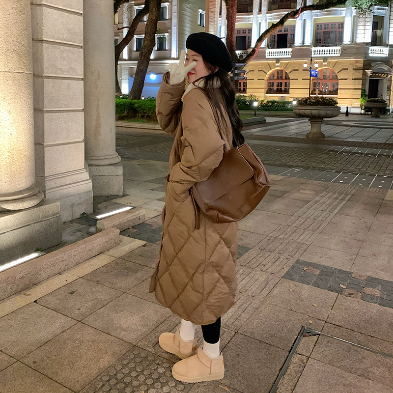 Long quilted coat Korean style cotton coat for women