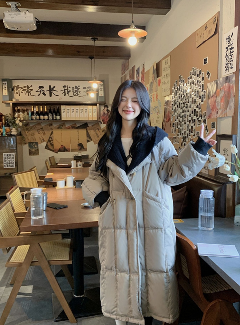 Long Korean style winter cotton coat down thick coat