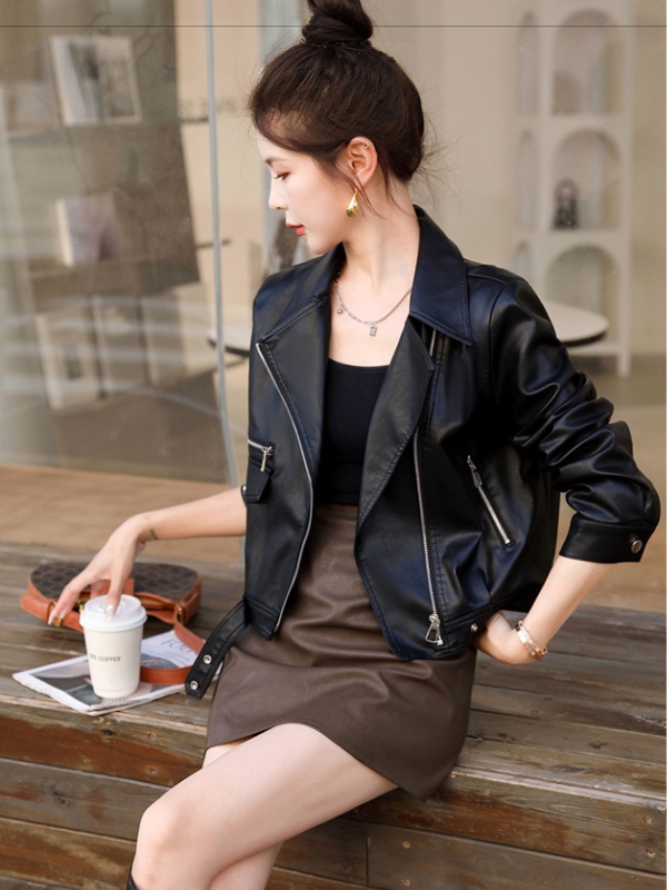 Autumn PU leather coat Casual coat