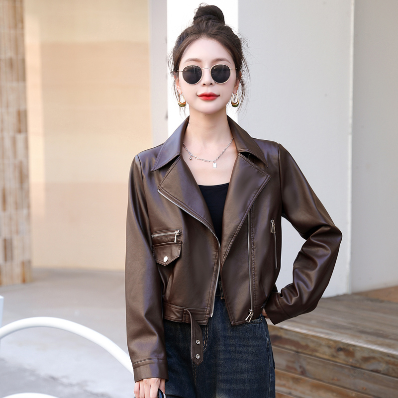 Autumn PU leather coat Casual coat