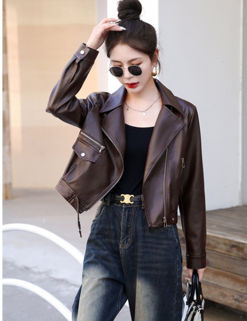 Autumn PU leather coat Casual coat