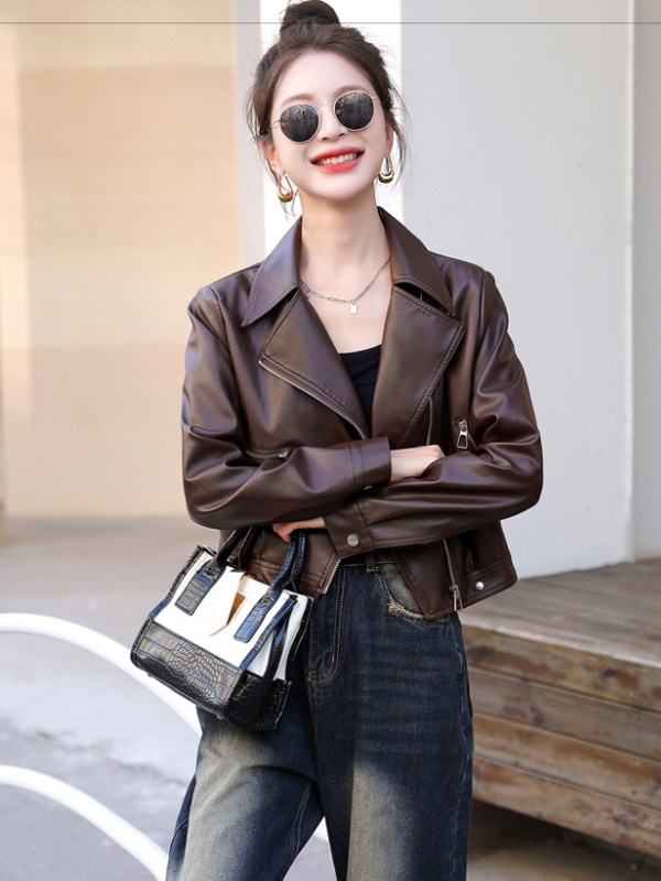 Autumn PU leather coat Casual coat