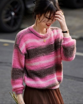 Show young mixed colors sweater temperament tops for women