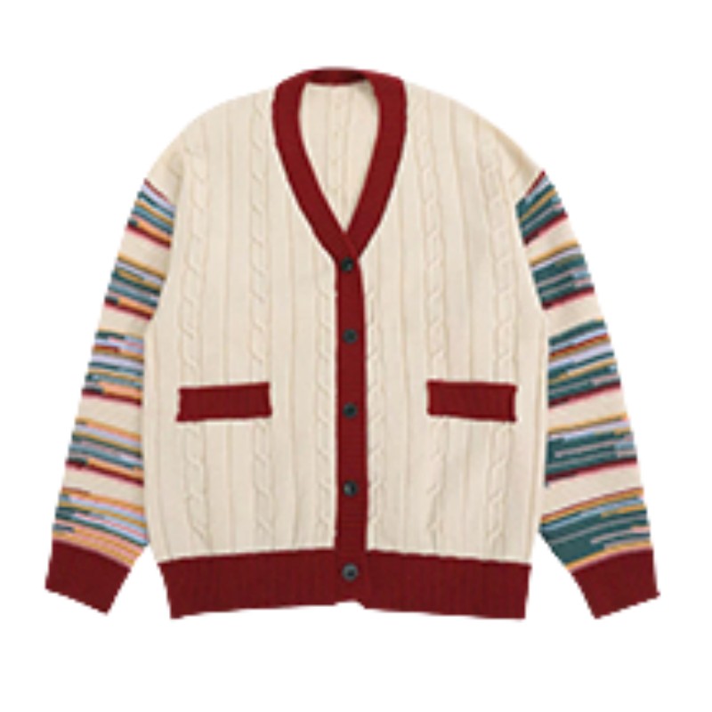 Lazy twist cardigan mixed colors Casual sweater for women