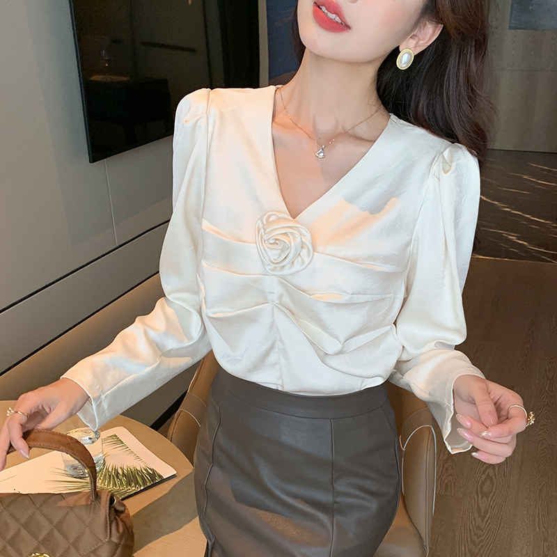 V-neck all-match bottoming shirt autumn shirt for women