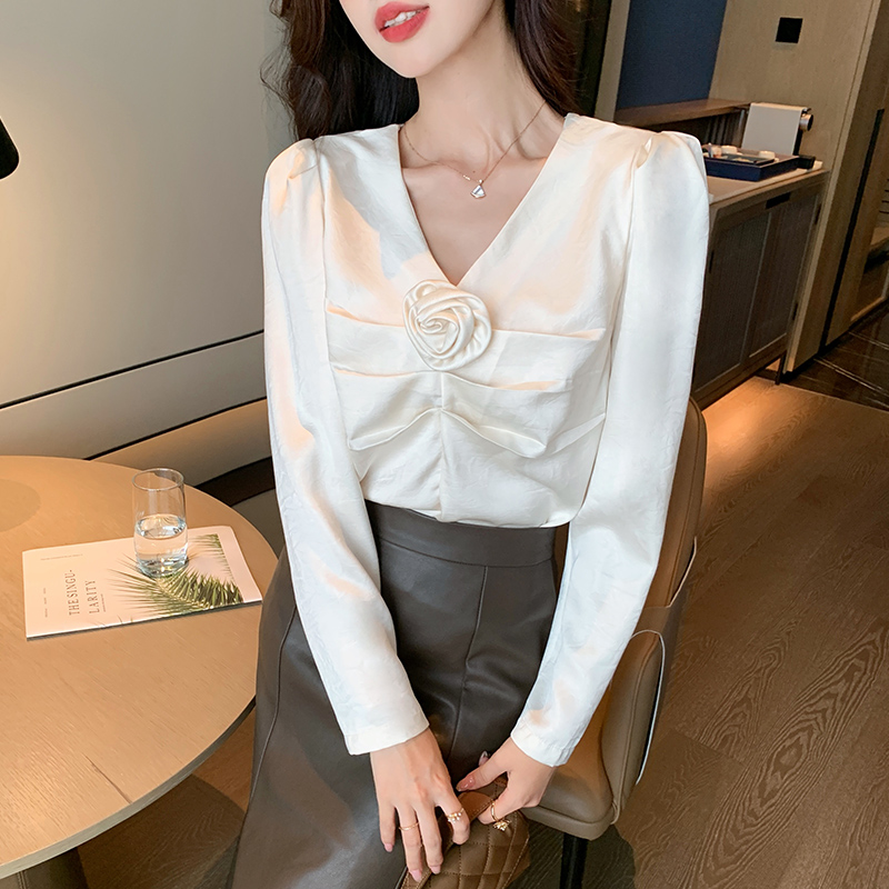 V-neck all-match bottoming shirt autumn shirt for women