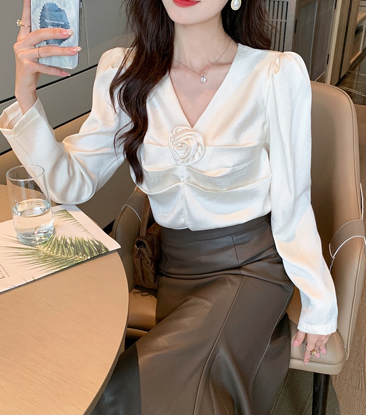 V-neck all-match bottoming shirt autumn shirt for women