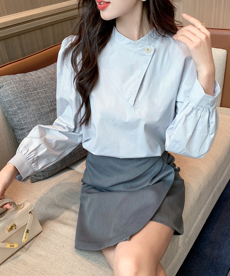 Autumn all-match tops cotton shirt for women