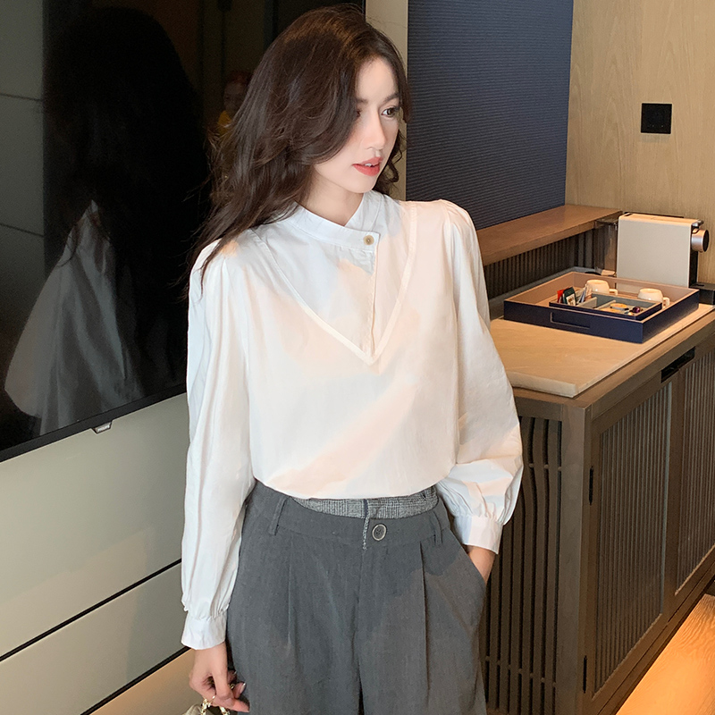 Autumn all-match tops cotton shirt for women