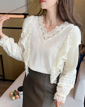 Autumn V-neck shirts long sleeve bottoming shirt for women