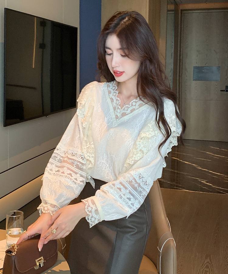 Autumn V-neck shirts long sleeve bottoming shirt for women