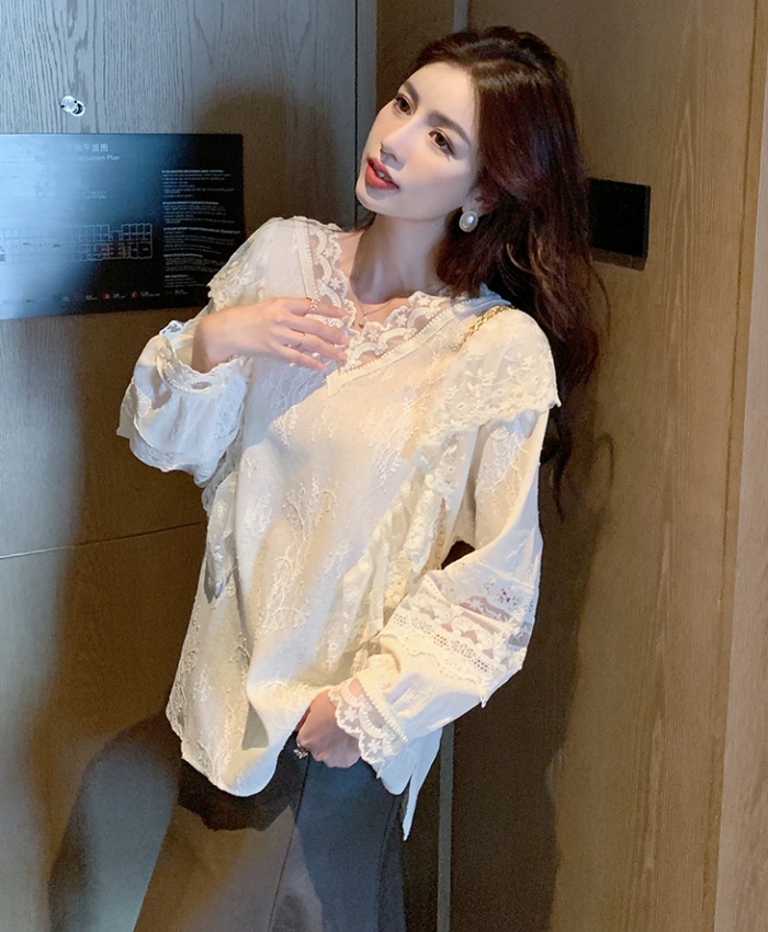 Autumn V-neck shirts long sleeve bottoming shirt for women