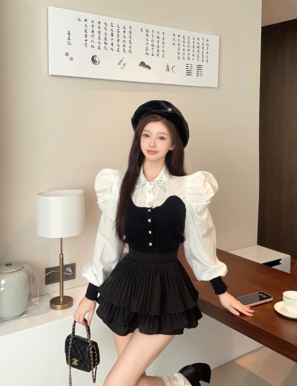 Spicegirl cake Pseudo-two short skirt 2pcs set