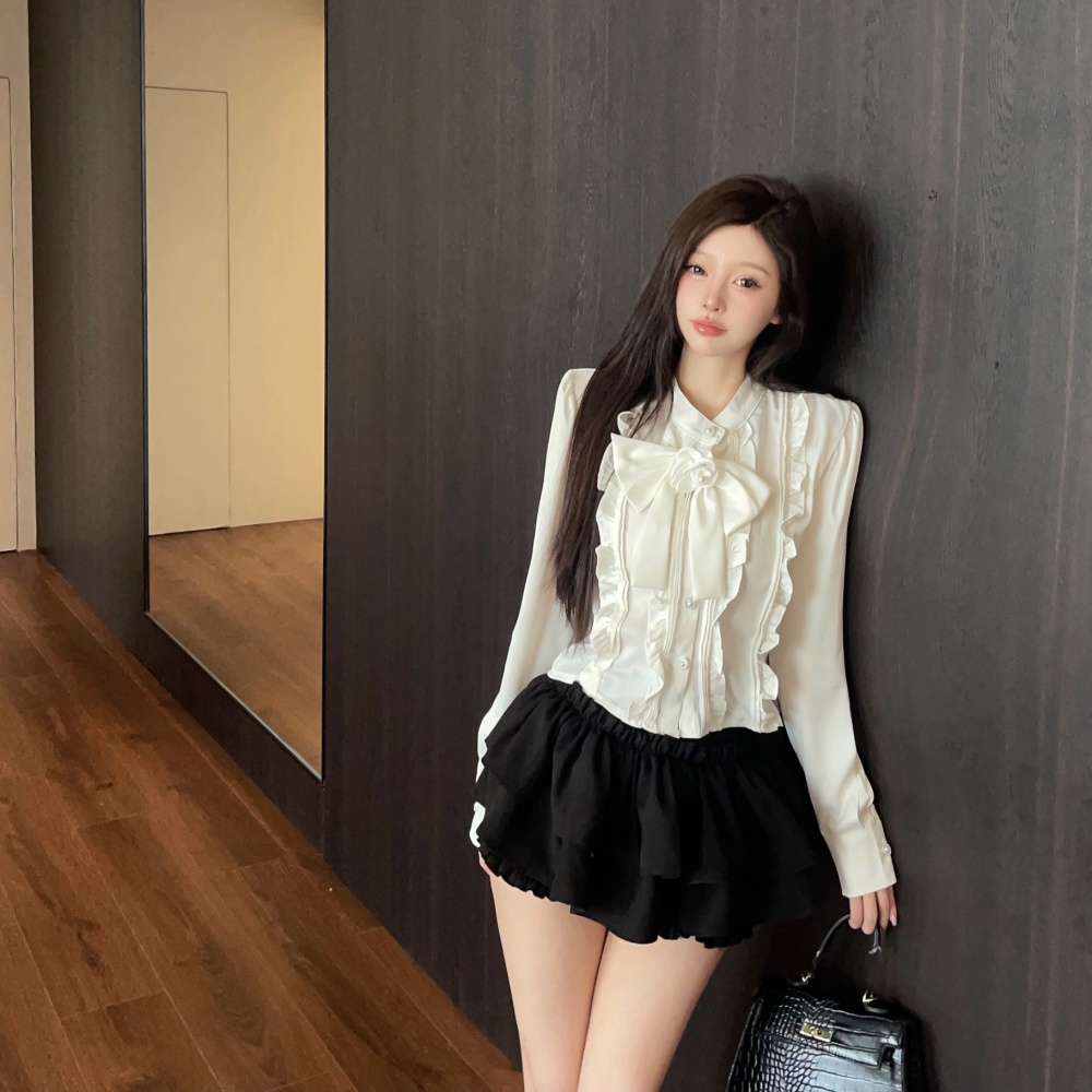 Flowers shirt short skirt 2pcs set for women