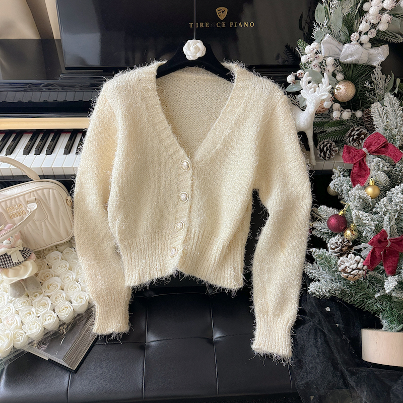 Winter V-neck cardigan France style liangsi coat