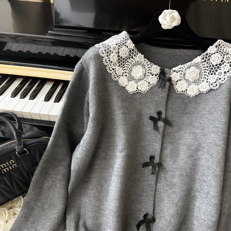 Sweet doll collar autumn and winter sweater for women