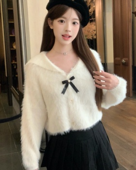 Long sleeve mink velvet tops autumn sweater for women