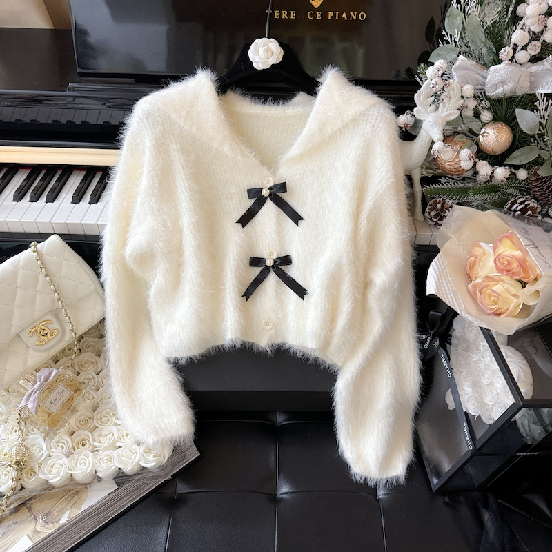 Long sleeve mink velvet tops autumn sweater for women