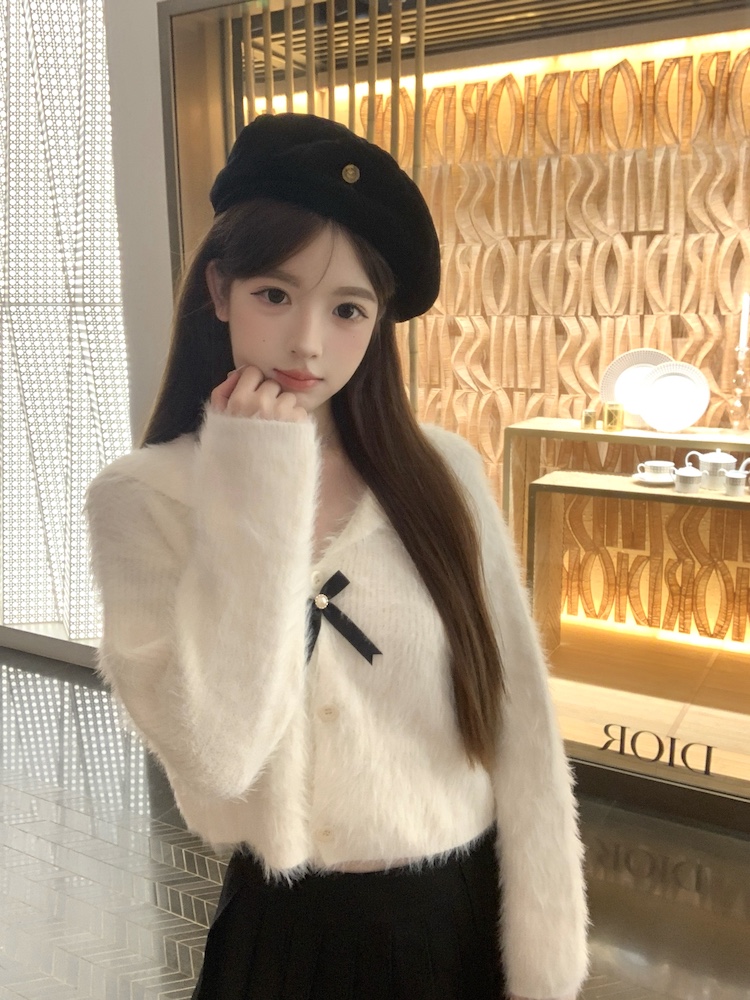 Long sleeve mink velvet tops autumn sweater for women