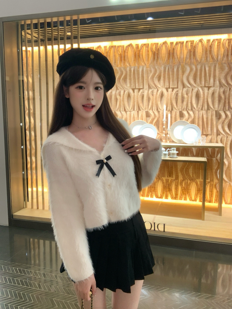 Long sleeve mink velvet tops autumn sweater for women