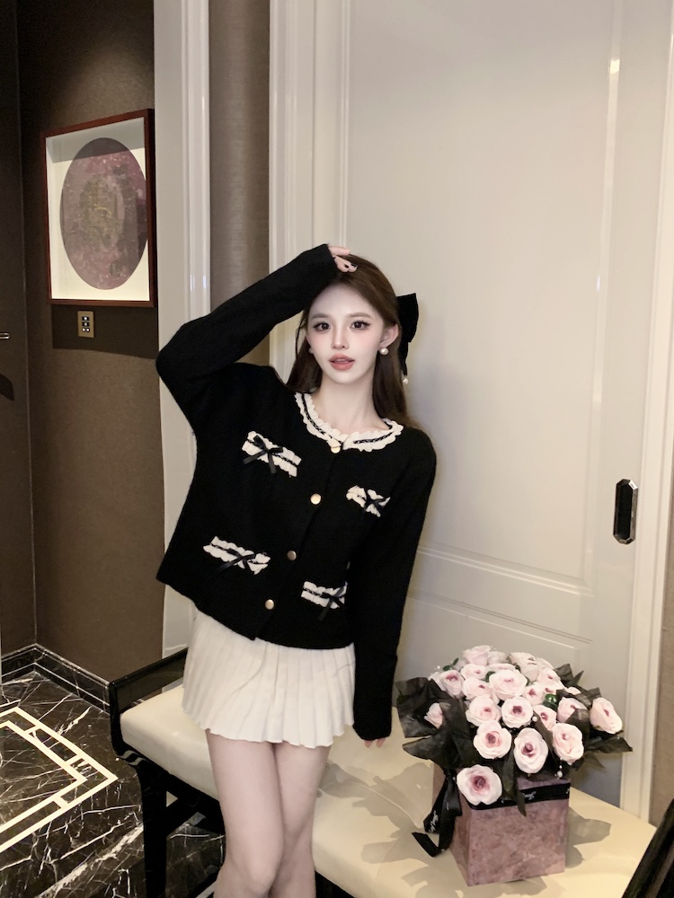 Splice lace sweater sweet autumn and winter cardigan